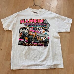 Vintage 90’s Outlaw Dirt Track Racing Signal Mega Tee Tshirt Large Neon Graphics